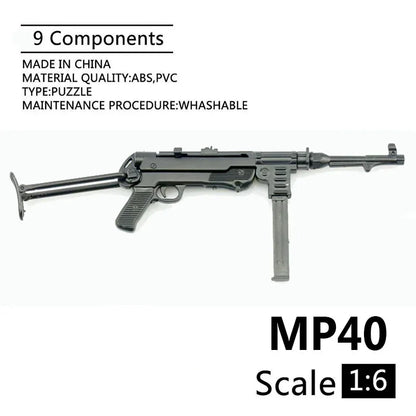 1/6 MP40 Submachine Gun Plastic Assemble WWII Puzzle Model For 12" Soldiers Military Weapons Building Blocks