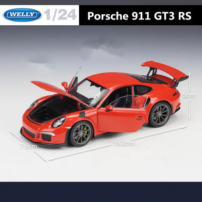 WELLY 1:24 Porsche 911 GT3 RS Alloy Sports Car Model Diecast Metal Racing Car Vehicles Model Simulation Collection Kids Toy Gift