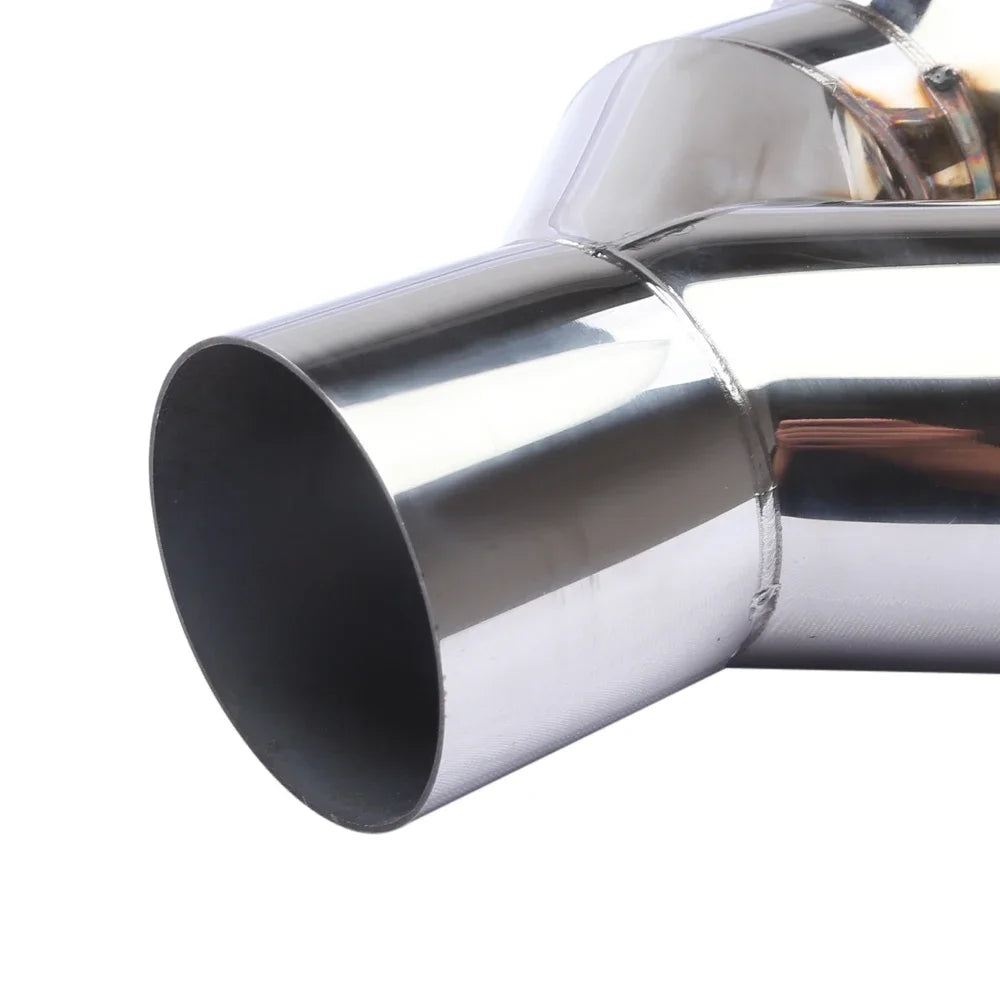 Universal Stainless Steel Exhaust Tailpipe Muffler 63mm Inlet 76mm Outlet Double Cylinder For Car Exhaust System Replacement