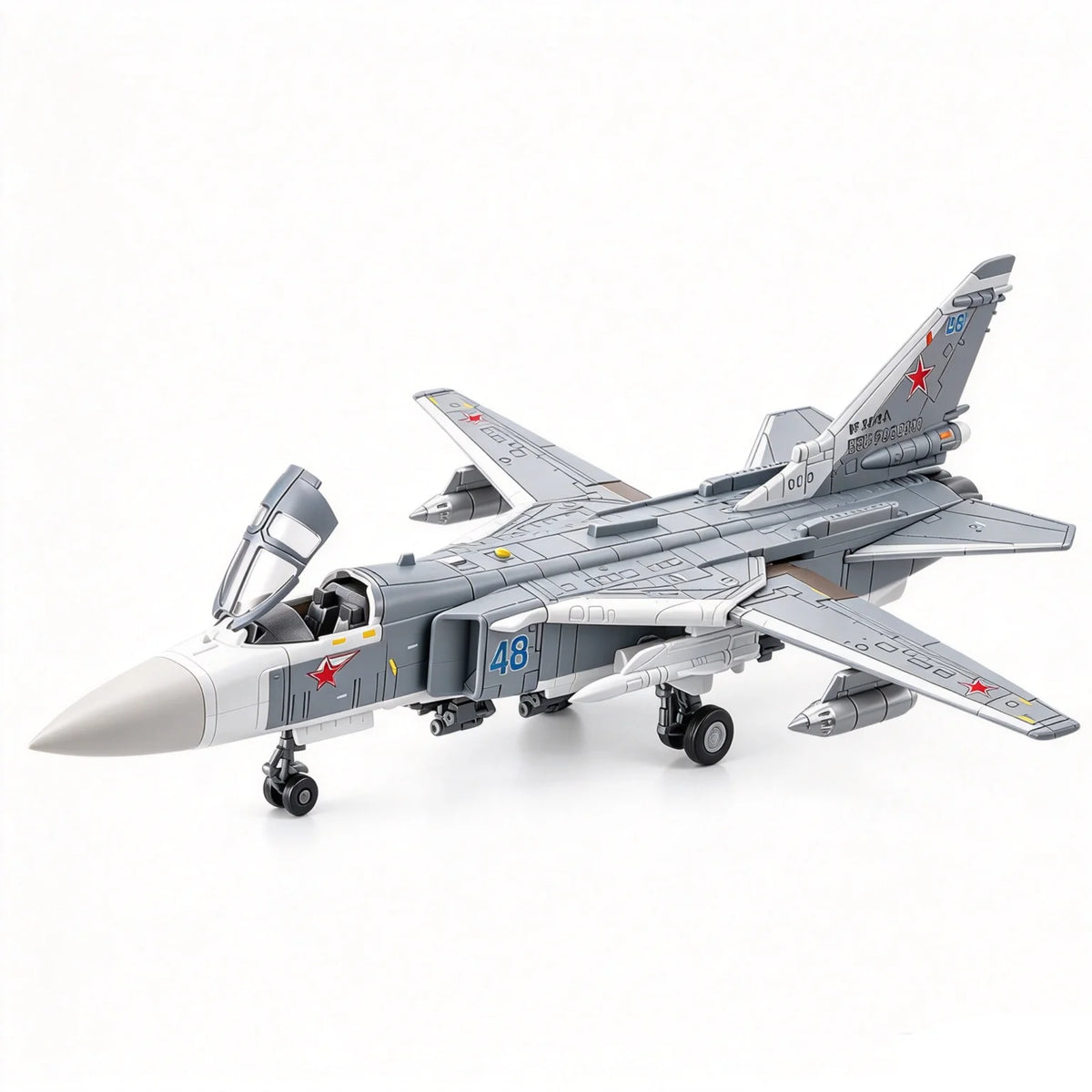 1/72 Su-24 Fencer Plastic Assembly Model Russian Fighter Jet Open Cockpit & Detachable Missiles ABS Aircraft Kit Gift