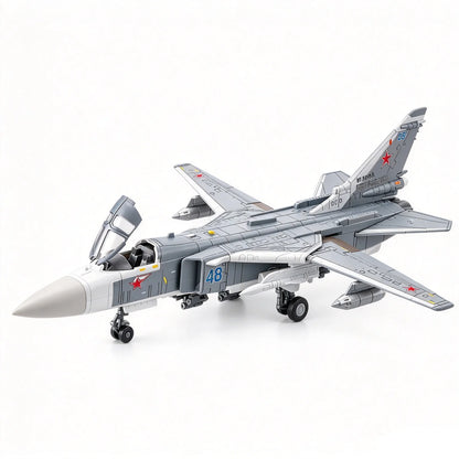 1/72 Su-24 Fencer Plastic Assembly Model Russian Fighter Jet Open Cockpit & Detachable Missiles ABS Aircraft Kit Gift