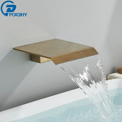 Brass Faucet Spout Black Bath Spout Golden Bathroom Faucet Accessory Waterfall Tub Spout Basin Water Outlet