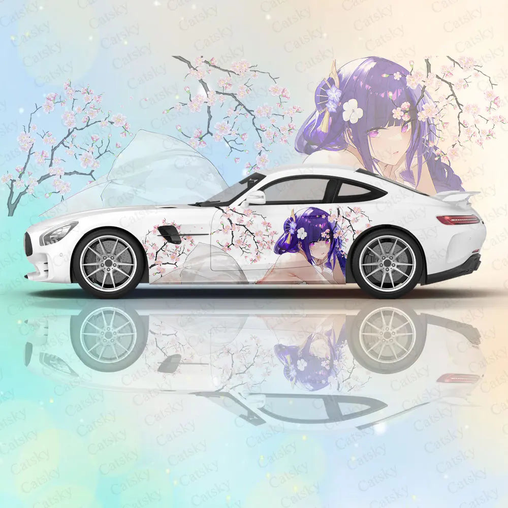 Genshin Impact Raiden Shogun Anime Car Body Stickers Anime Itasha Car Side Decal Sticker Car Body Sticker Car Body Decor Sticker