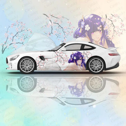 Genshin Impact Raiden Shogun Anime Car Body Stickers Anime Itasha Car Side Decal Sticker Car Body Sticker Car Body Decor Sticker