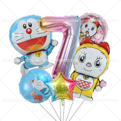 Doraemons Number 1-10 Balloons Girls Boys Birthday Decorations Baby Shower Gender Reveal Balloon Party Supplies Kids Toys Gift