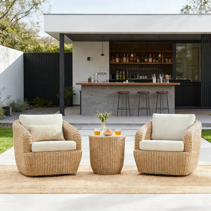 #Outdoor Wicker Furniture Set Dark Gray PE Rattan Cushions Hanging Egg Chair Round Side Table Weather Resistant Poolside Patio