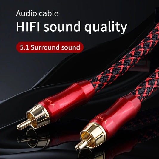 YYAUDIO 6N OFC 75ohm Hifi Digital Coaxial Audio Video Rca Cable Hi-end RCA to RCA Male Subwoofer Audio Cable Speaker Subwoofer