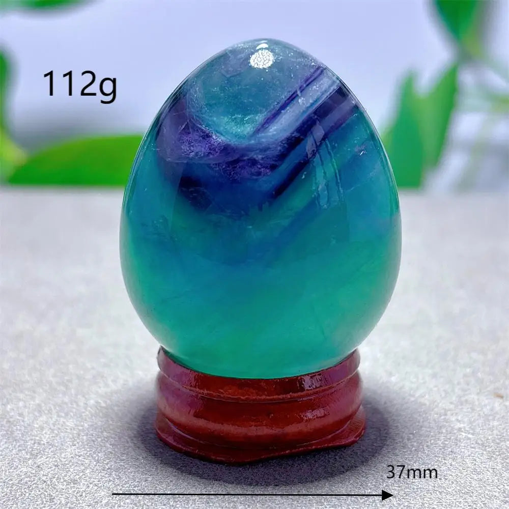 Rainbow Fluorite Egg Crystal Natural Stone Quartz Minerals Home Decoritems Reiki Gifts Energy Healing Luck Love Garden +Stand
