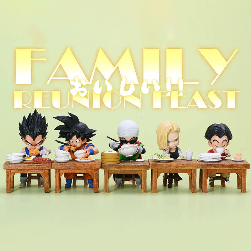Dragon Ball Z Vegeta Figure Son Goku Son Gohan Kuririn Android 18 Eating 8cm Pvc Action Figures Collection Model Toys Gifts