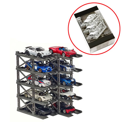 1Set 1/64 Scale Parking Garage Assembly Part ABS Storage Rack Freely Combinable for Model Diecast Car Collection/Desktop Display