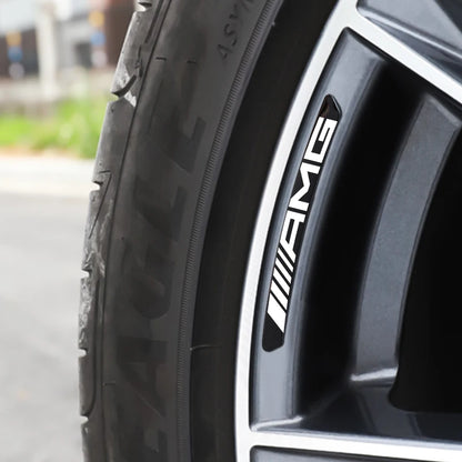 4Pcs Wheel Hub Stickers Wheel Rims Aluminium Decoration Strips For Mercedes Benz AMG GLC GLA GLB GLE GLS CLA W204 W205 W169 W176