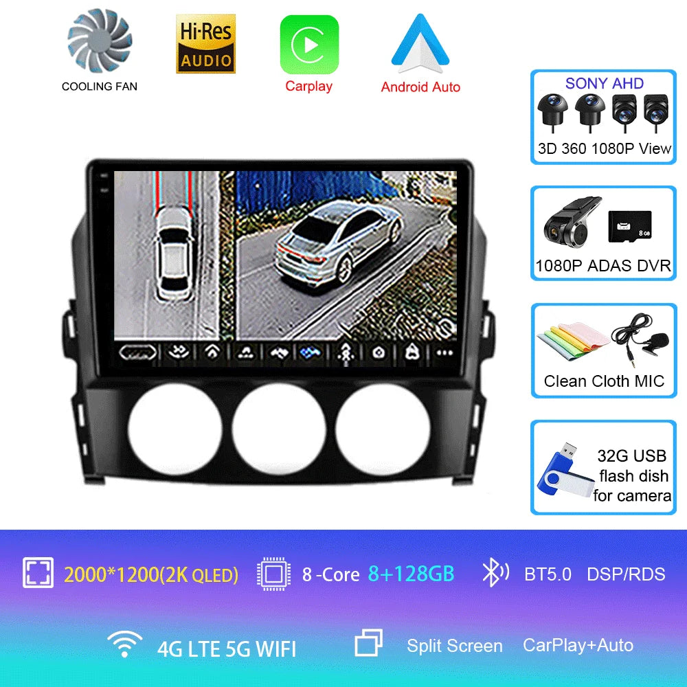Android 16 Auto Car Radio Video Multimedia Player For Mazda Mx5 2005 - 2012 Navigation GPS Autoradio Head Unit Monitor Carplay