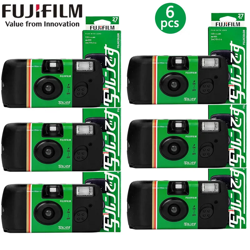 1-6PCS Fujifilm QuickSnap ACE 400 Power Degrees with Flash 27 Photo Exposures Single Use One Time Use Disposable Film Camera