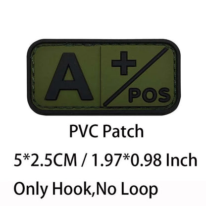 Small Patch with Hook,PVC Blood Type A B AB O POS NEG Emblemen,Patches Military Tactical Badges on Backpack,Outdoor Equipment