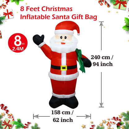 Christmas Inflatable Decorations - Gingerbread Man, Glowing Snowman, Branch Snowman, Gift Bag Snowman LED Light Lawn Decorations
