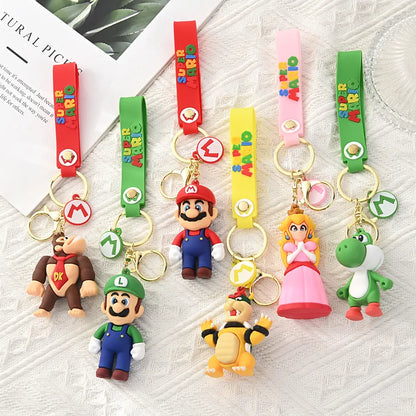 Mario Keychain Mario Bros Luigi Figure Toad Yoshi Bowser Action Figure Model Cartoon Bag Doll Pendant Toys Gift
