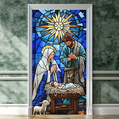 180x90cm Christmas Nativity Scene Door Banner Home Religious Wall Decoration Christmas Indoor Outdoor Hanging Decorations