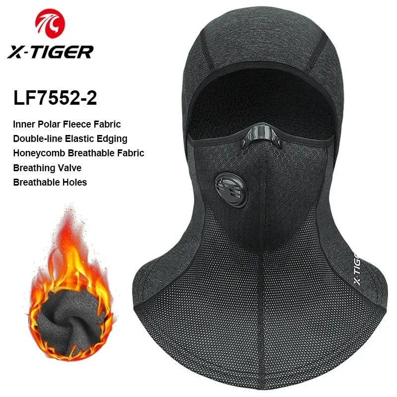 X-TIGER Winter Motorcycle Balaclava Mask Windproof Warm Cycling Scarf Mask with Filter Mask Full Face Ski MBT Cycling Headwear