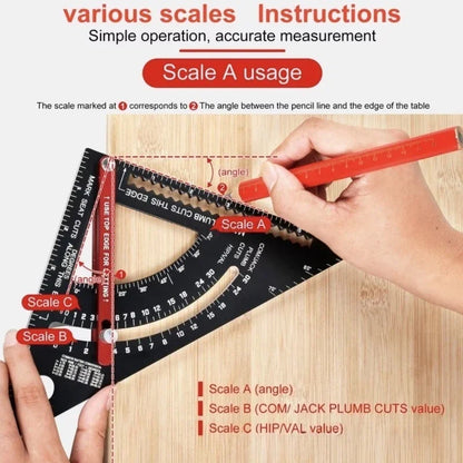 Adjustable Triangle Ruler Aluminum Alloy Angle Marking Ruler Woodworking Multifunction Gauge Woodworking Measuring Tool