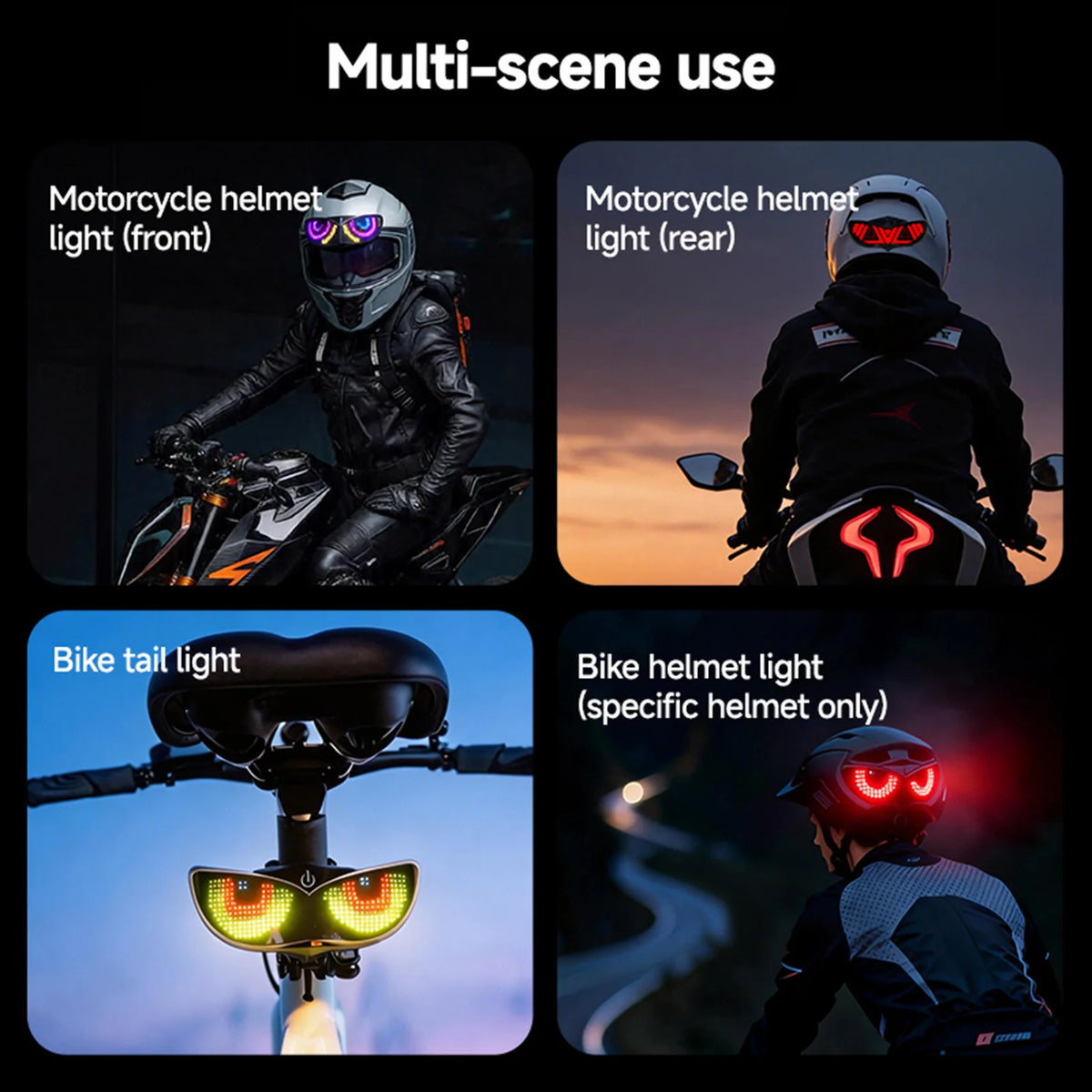 Motorcycle Helmet LED Display Bicycle Tail Light Bluetooth APP Controlled Smart Sensor Night Cycling Warning Safe Signal New