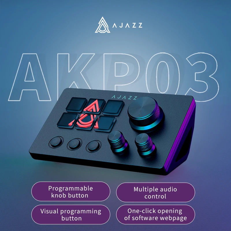 AJAZZ AKP03E/AKP153E Desktop Controller Mini Keyboard Helper, Wired Connection, Supports PC and Laptops, Supports Various DIY