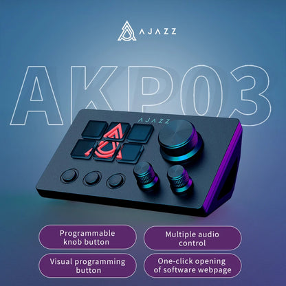 AJAZZ AKP03E/AKP153E Desktop Controller Mini Keyboard Helper, Wired Connection, Supports PC and Laptops, Supports Various DIY