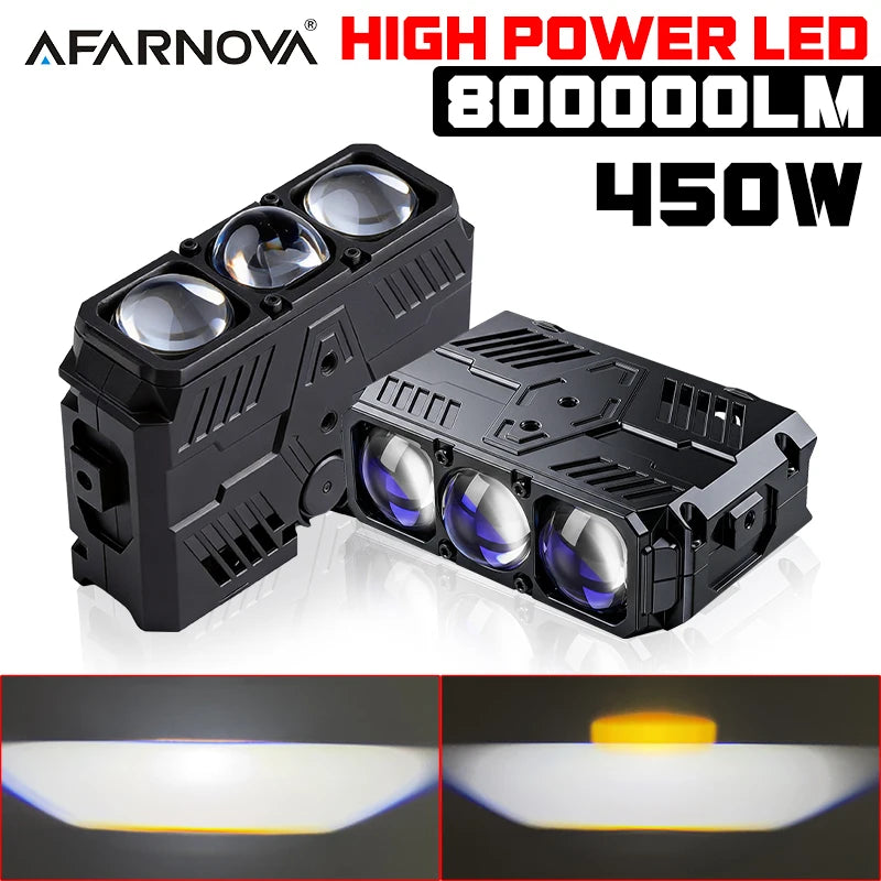 450W Car Grill Led Work Light Bar 3000K 6000K Projector Led Bar White Yellow Spotlights Grille Lights Motorcycle Offroad Truck