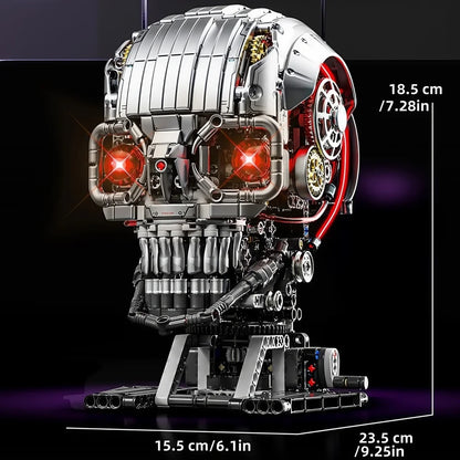 1099Pcs Creative Mechanical Skeleton Head Building Blocks with Light DIY Construction Set MOC Model DIY Birthday Gifts for Kids