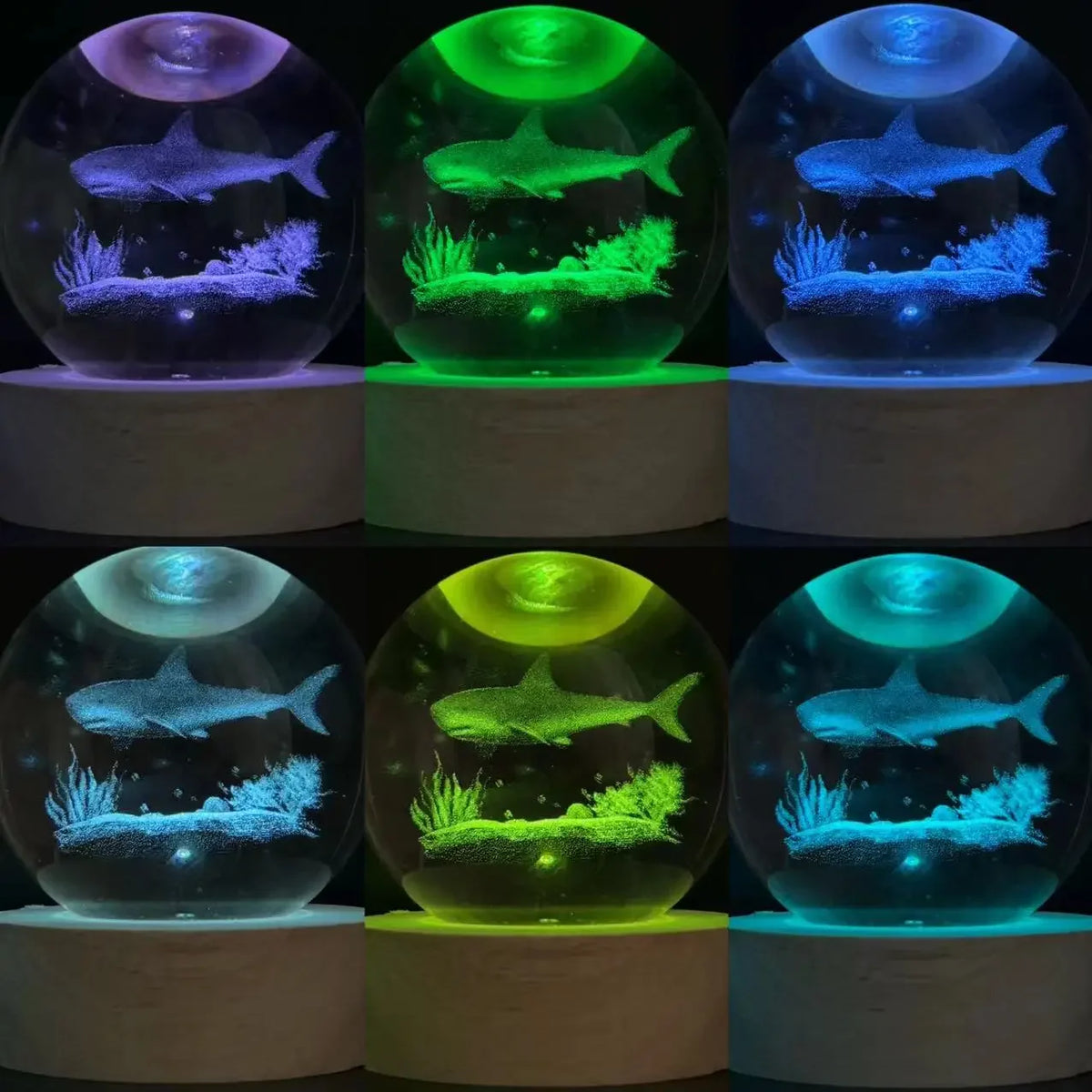 6cm 3D Ocean Shark Crystal Ball night light holiday gifts for friends oceanarium souvenir Decorative glass ball home decor