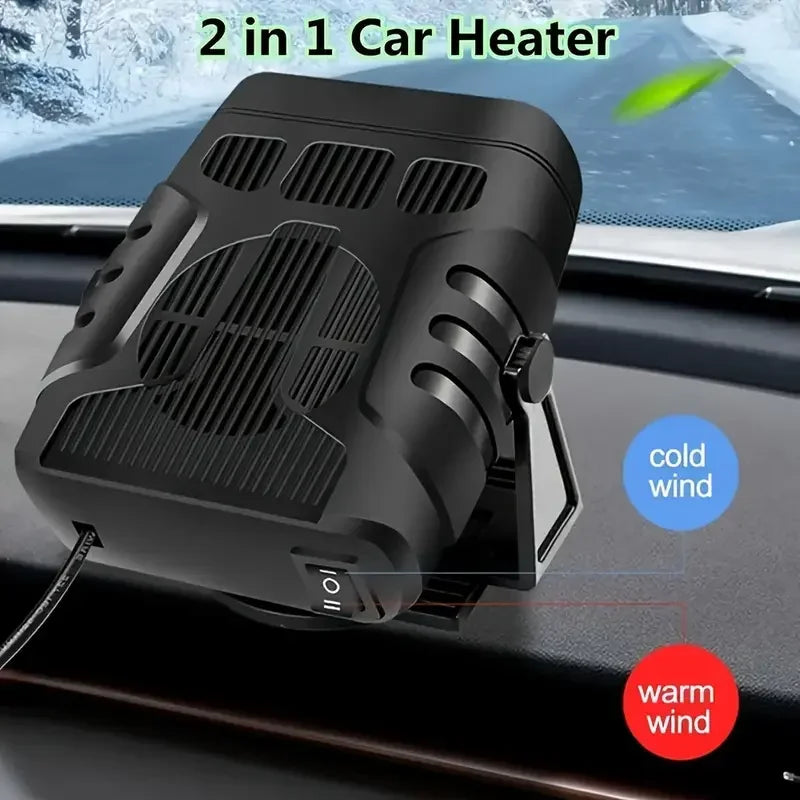 12V 24V Car Heater Fan With Adjustable Angle, Warm And Cool Air Modes, Windshield Defogger And Defroster For Cars And Trucks