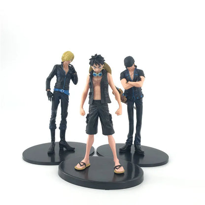 9pcs/set Black Golden Color Anime Figure One Piece Luffy Zoro Sanji Nami Brook Action Figure Collection Model Toy Gifts