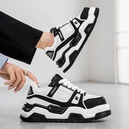 Men's Thick-Soled Height-Increasing Casual Sports Shoes, Low-Top Lace-Up Style, Wear-Resistant Sole, Comfortable and Anti-Slip,