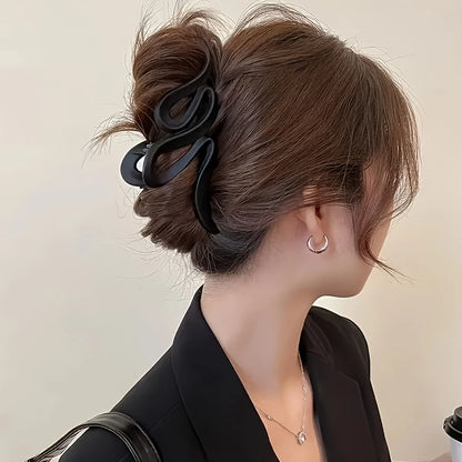 Women'S Matte Wave Hair Clip - Retro Y2K Style, Solid Color Shark Clip - Easy To Knot And Style