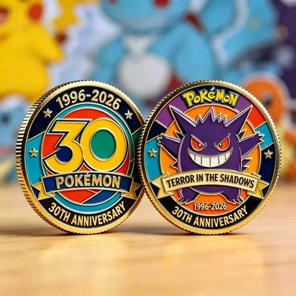 Pokemon 30th Anniversary Commemorative Coin Pikachu Gengar Mewtwo Anime Toys for Kids Gift Collection Display Decoration