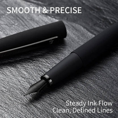 LT Hongdian 517D Black Warrior Fountain Pen with Black Titanium Nib Custom Engraving for Office And Student Use
