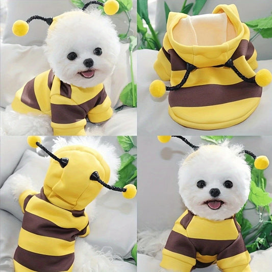 Cute Bee Costume Dog Cat Hoodie - Thickened Pet Sweater Warm Outfit for Halloween Cosplay & Daily Wear Pet Clothes Dogs Clothes