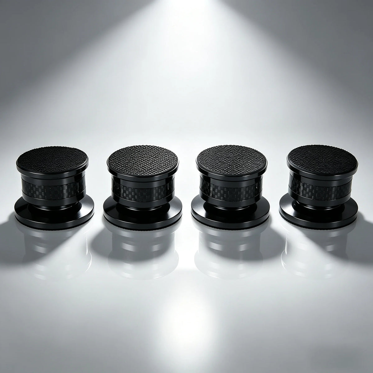 Professional Audio Speaker Foot Set (4 Pieces) Carbon Fiber Aluminum Alloy Speaker Foot Sole Speaker Foot Strap with 8 Anti Slip