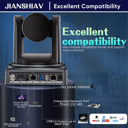 4K NDI 1pc-10pcs PTZ Camera SDI HDMI POE USB 20 Zoom Video Conference Camera for Church Business Meeting 1PC Controller Keyboard