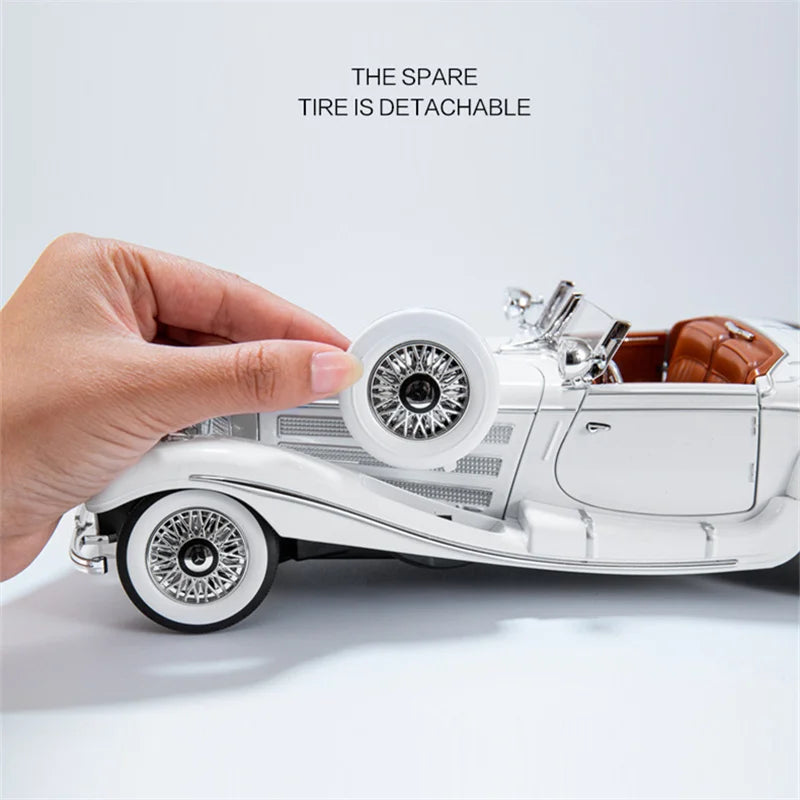 1:18 1936 Benzs 500K Alloy Classic Car Model Diecast Metal Retro Vehicles Car Model Simulation Sound and Light Children Toy Gift