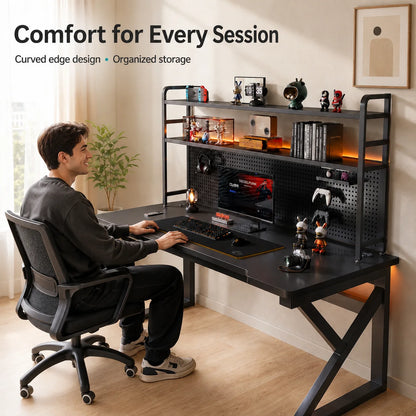 AOLIVIYA 80/100cm E-sports Table Home Desk Bookshelf Student Learning Office Desktop Computer Desk