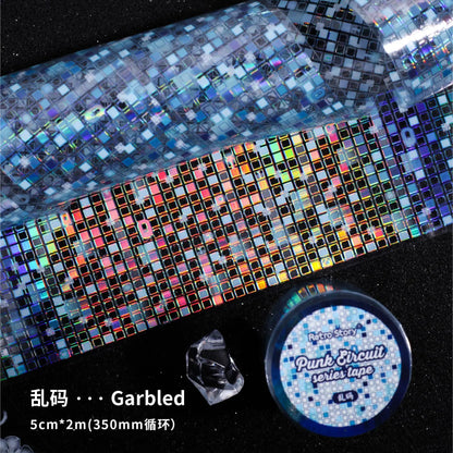 50mm*2m/1roll Punk Circuit Laser Washi Tape Stickers Holographic Cyber Decor Tape Scrapbooking DIY Journal Craft Supplies