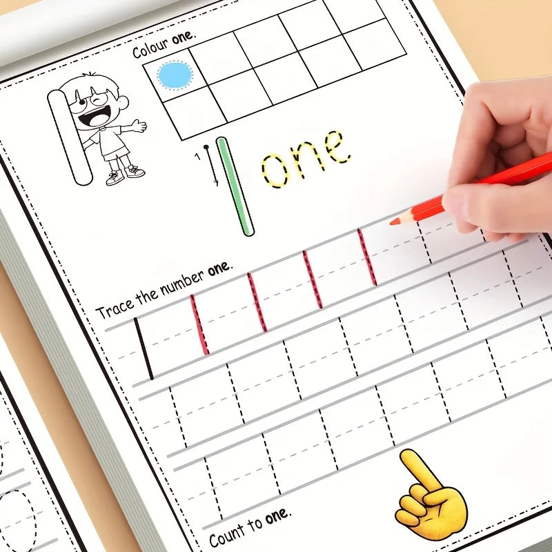 32 Pages, Children's Digital Writing Practice Book, Writing Aids, Improve Writing Skills, Number Recognition 0-30, Fun Coloring Practice Book, Early Education Pen Control Training Workbook