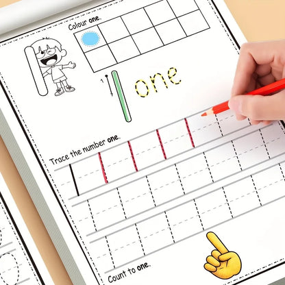 32 Pages, Children's Digital Writing Practice Book, Writing Aids, Improve Writing Skills, Number Recognition 0-30, Fun Coloring Practice Book, Early Education Pen Control Training Workbook