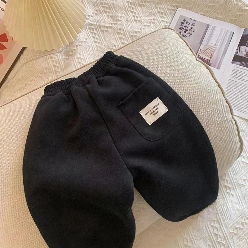 Autumn Winter Boys' and Girls' Sports Plush Pants New Korean Edition Striped Children's Pant Boys Pants Girls Winter Clothes