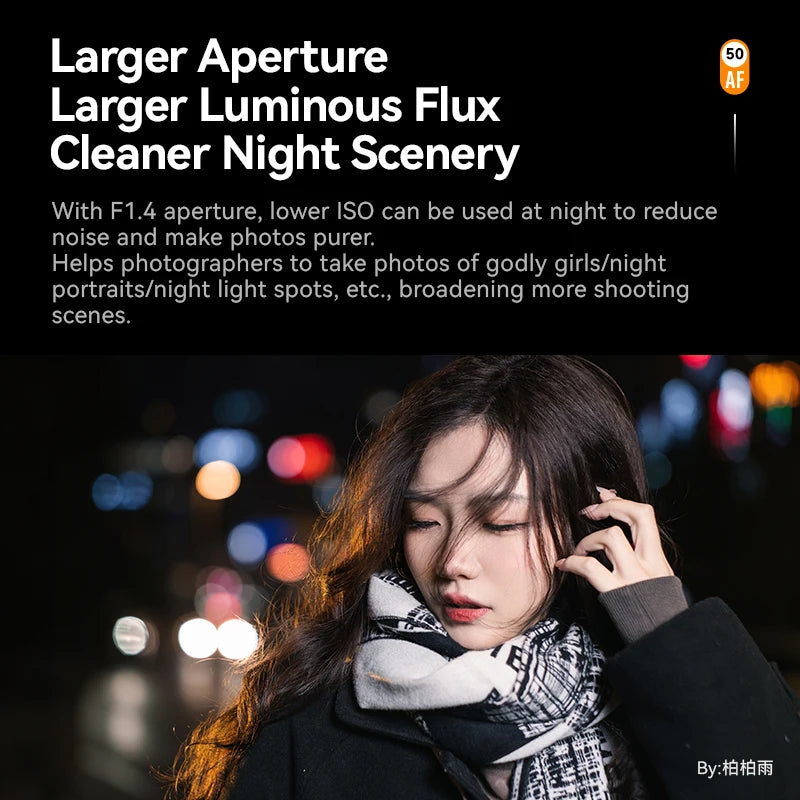 Brightin Star 50mm F1.4 AF APS-C Auto Focus DSLR Lens for Sony E ZVE10 A6400 a6000 A7 a5000 Fuji XF XT50 XPRO XA XH XM5 XE5