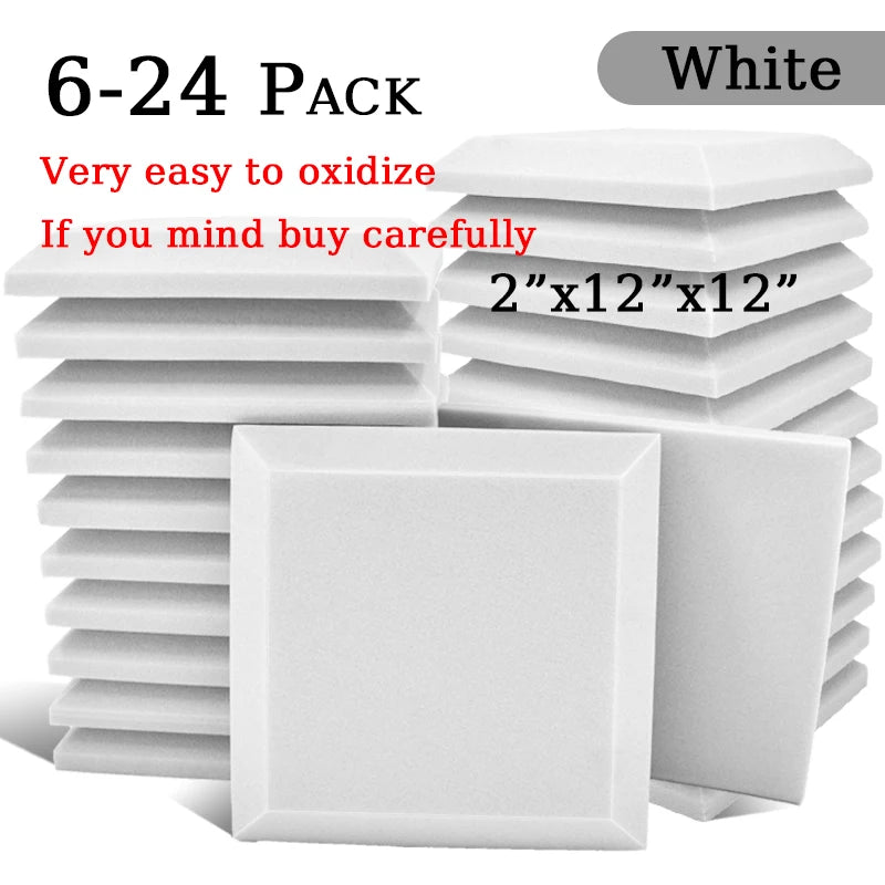 TOUO 6/12/24 Pcs Large Square Hypotenuse Acoustic Foam High Density Ktv Sound Foam Studio Acoustic Treatment Home Decoration