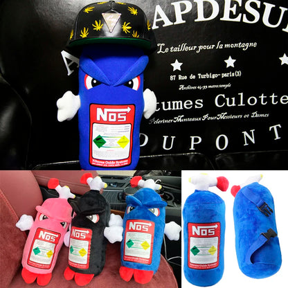 Car Seat NOS Headrest Pillow Universal Plush Neck Pillow Cushion Nos Bottle Stuffed Toys Soft JDM Cushion Gifts Car Interior