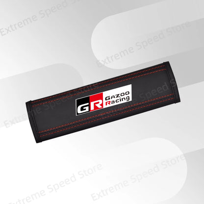 For Gazoo Racing GR Sport Emblem Corolla Camry C-HR RAV4 Yaris Leather Car Seat Belt Cushion Safety Belt Shoulder Protector Pad