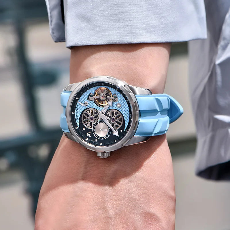PAGANI DESIGN PD-YS022 Men's Mechanical Watch Tourbillon Skeleton Wristwatch For Men Fluorine Rubber Strap Automatic Watches