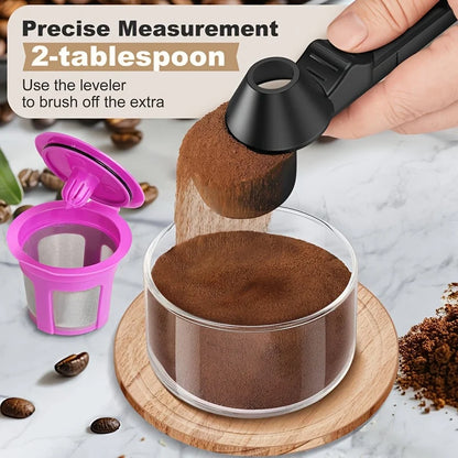 Coffee Scoop & Funnel Protein Powder Measuring Spoon Sliding Holder for Reusable K-Cup Refillable Ground Coffee Pod Kitchen Tool